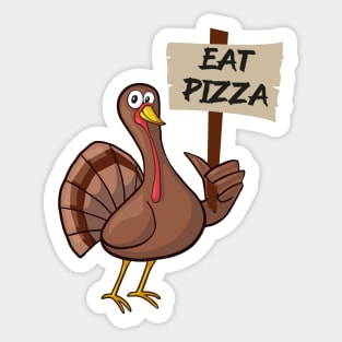 Thanksgiving Turkey Eat Pizza Sticker